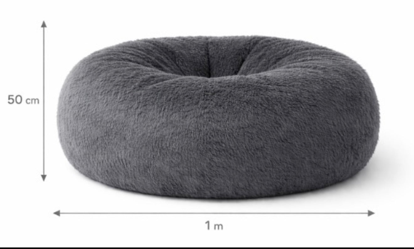 Puff redondo con pelo